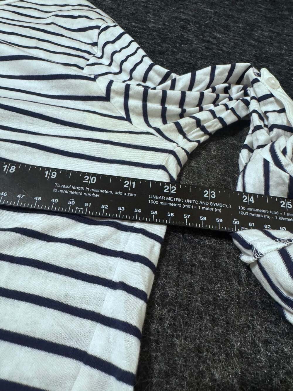 H&M Striped Henley Shirt Womens Size Large White Blue - Picture 5 of 10